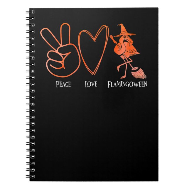 Caderno Espiral Flamingo Tropical Peace Love Flamingbetween Orange (Frente)