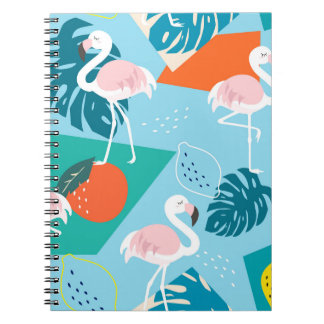 Caderno Espiral Flamingo Tropical, Trendy Vintage.