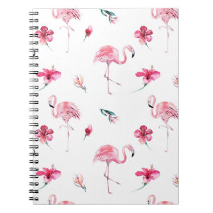 Caderno Espiral Flamingo Trópicos Verão Ilha Chic Hibisco Rosa