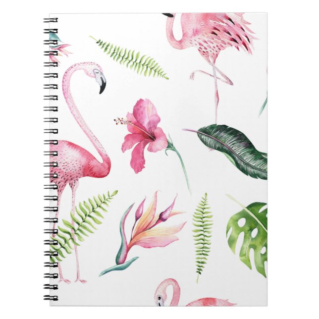 Caderno Espiral Flamingo Tropics Summer Island Chic Hibiscus Pink (Frente)