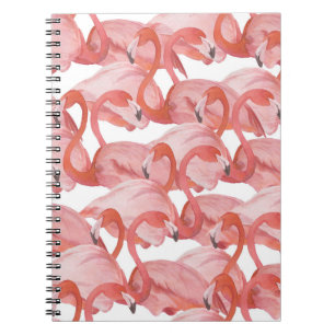 Caderno Espiral Flamingo Watercolor: Padrão Invisível