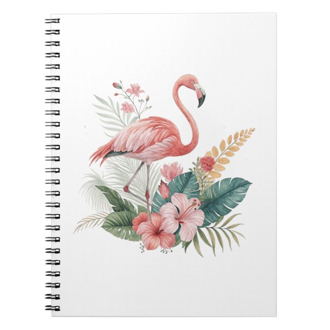 Caderno Espiral Flamingo With Flowers (Frente)