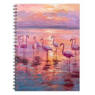 Caderno Espiral Flamingos Cor d'água Cercura Cor d'água