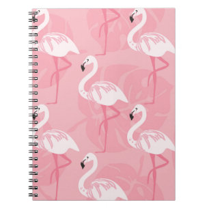 Caderno Espiral flamingos cor-de-rosa: ilustração da safra.