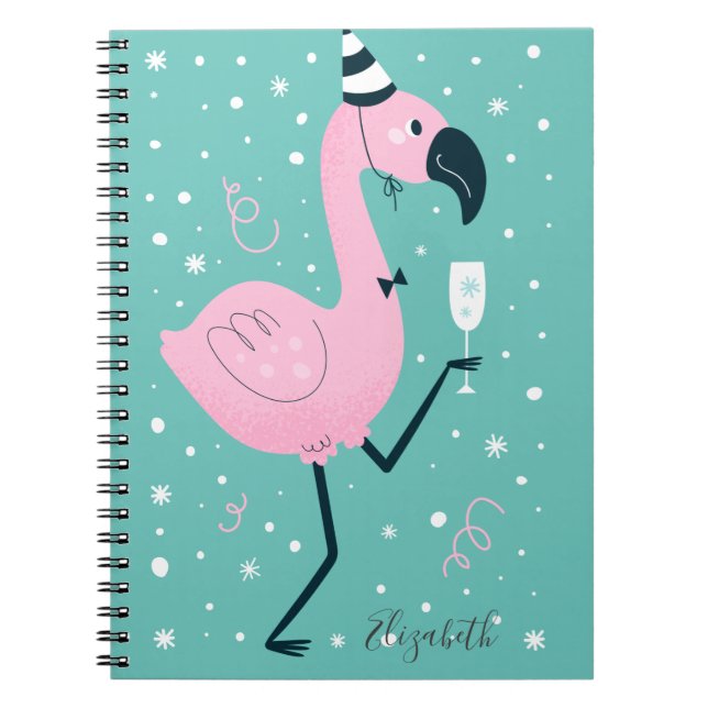 Caderno Espiral Flamingos de neve com um toque cônico (Frente)