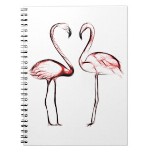 Caderno Espiral Flamingos Rosa Pêssego Flamingo Tropical
