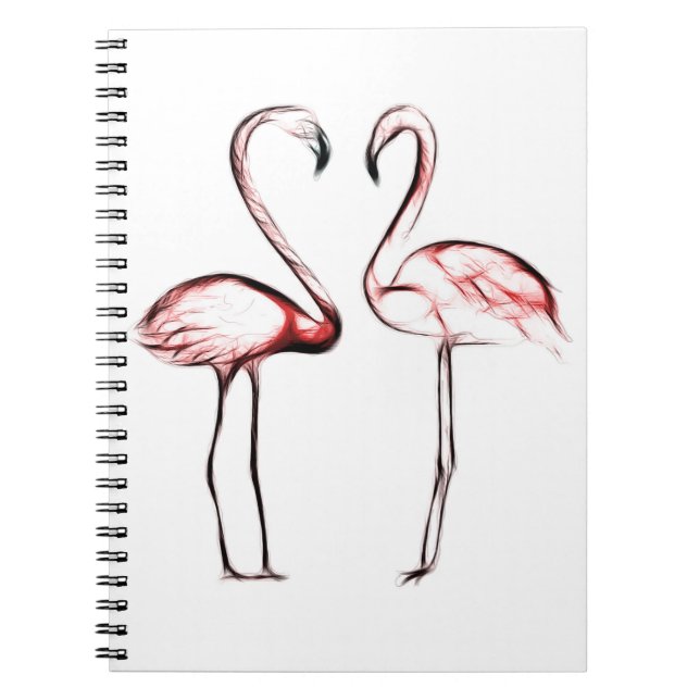 Caderno Espiral Flamingos Rosa Pêssego Flamingo Tropical (Frente)