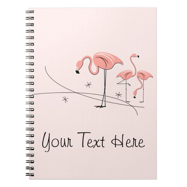 Caderno Espiral Flamingos Rosa Trio 3 Texto notebook (Frente)