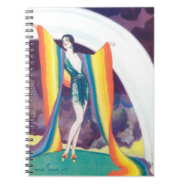 Caderno Espiral Flapper de 1920 com o notebook Rainbow Spiral Phot