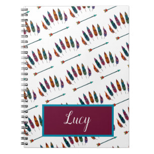 Caderno Espiral flecha e penas