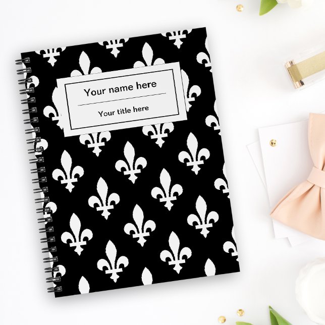 Caderno Espiral Fleur de Lis Pattern, Francês, Real, Branco (Criador carregado)