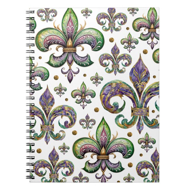 Caderno Espiral Fleur de Lis Watercolor Mardi Gras Vibes (Frente)