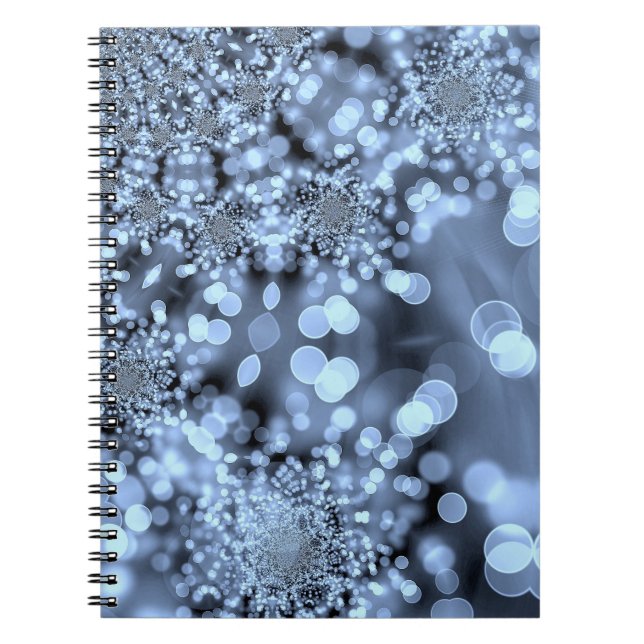 Caderno Espiral Floco de neve azul de prata de Natal (Frente)