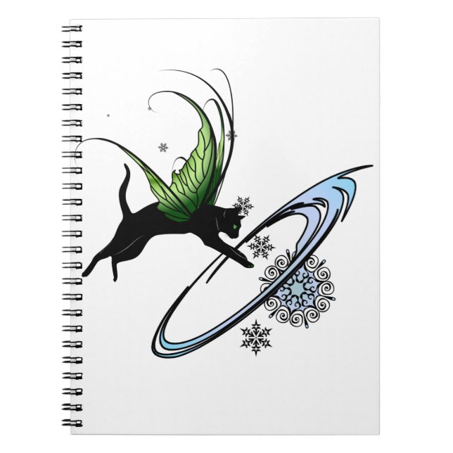Caderno Espiral Floco de neve de gato cósmico (Frente)