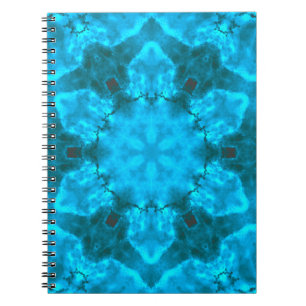 Caderno Espiral Floco de neve de gelo azul congelado Kaleidoscópi