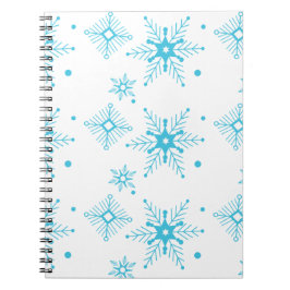 Caderno Espiral Flocos de neve azuis de Natal Whimiscal Patterados