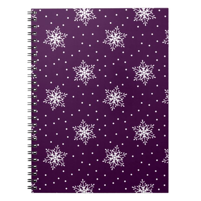 Caderno Espiral Flocos de Neve Brancos com Pontos Polka Padronizad (Frente)