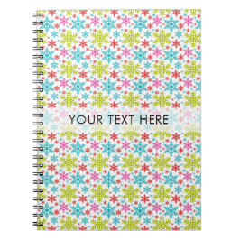 Caderno Espiral Flocos de Neve Coloridos Natal Personalizado