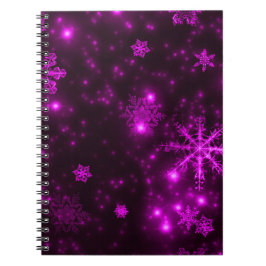 Caderno Espiral Flocos de neve com fundo roxo