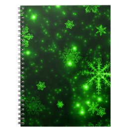 Caderno Espiral Flocos de neve com fundo verde