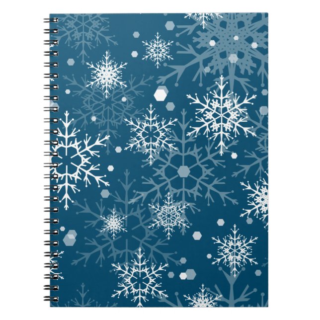 Caderno Espiral Flocos de neve com manchas brancas (Frente)