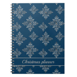 Caderno Espiral Flocos de Neve em Faux Cinza em Azul (Não é Folha