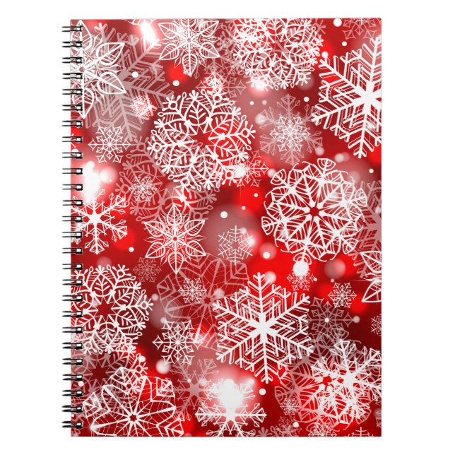 Caderno Espiral Flocos de neve em vermelho (Frente)