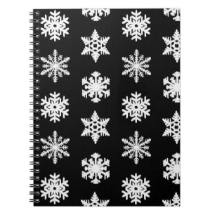 Caderno Espiral Flocos de neve Ikat - Pretos e brancos