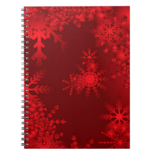 Caderno Espiral Flocos de neve vermelhos