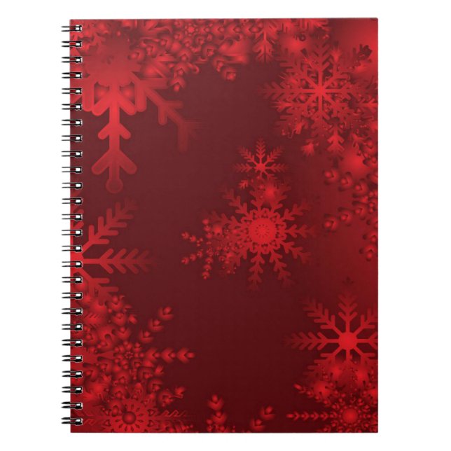Caderno Espiral Flocos de neve vermelhos (Frente)