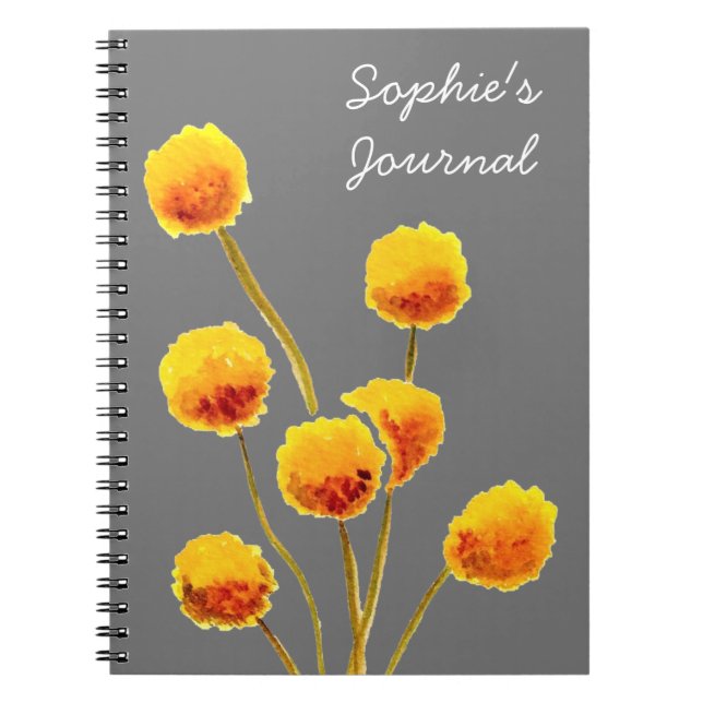 Caderno Espiral Flor australiana nativa Billy Button (Frente)
