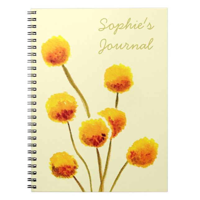 Caderno Espiral Flor australiana nativa Billy Button (Frente)