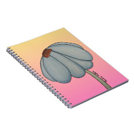 Caderno Espiral Flor Azul com fundo rosa