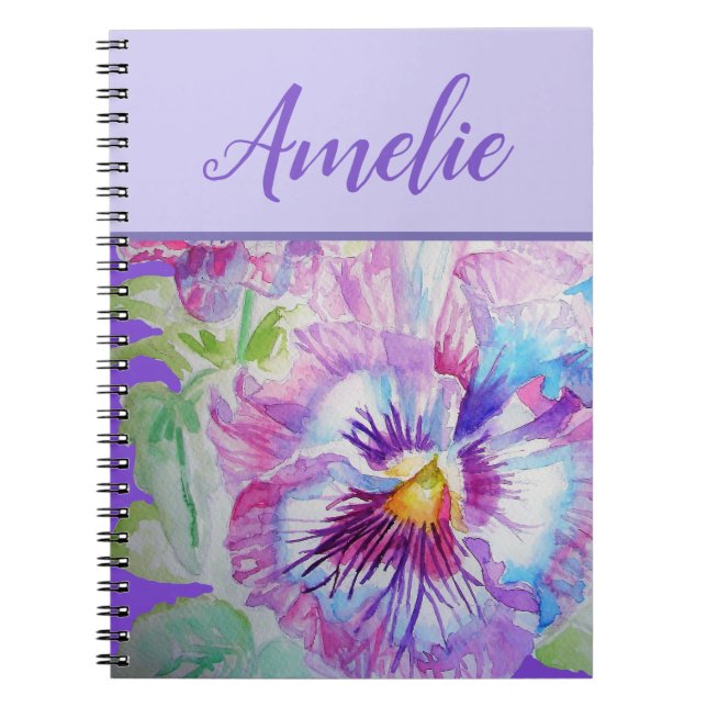 Caderno Espiral Flor Bonito Pansor Purple (Frente)