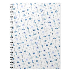 Caderno Espiral Flor branca e azul