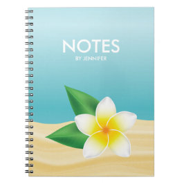 Caderno Espiral Flor Branco Frangipani com Título Personalizável