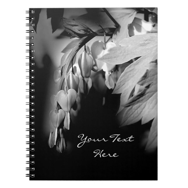 Caderno Espiral Flor Cardíaca Hemorragia Preta E Branca (Frente)