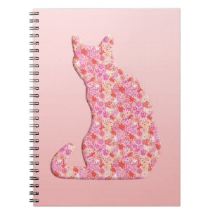 Caderno Espiral Flor Cat - laranja e cor-de-rosa