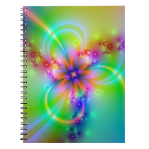 Caderno Espiral Flor colorida com fitas