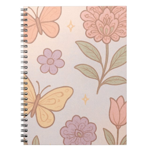 Caderno Espiral Flor da Borboleta Pastel (Frente)