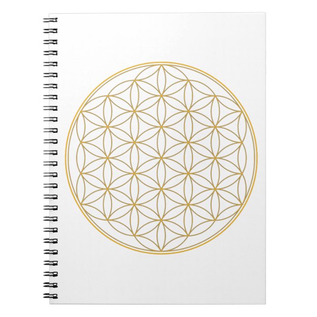 Caderno Espiral Flor da linha do ouro da vida (Frente)