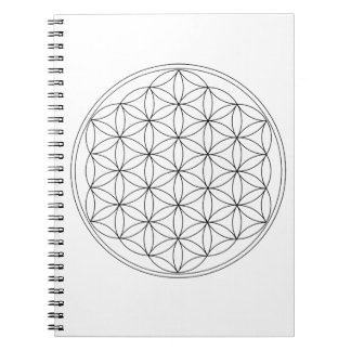 Caderno Espiral Flor da linha do preto da vida