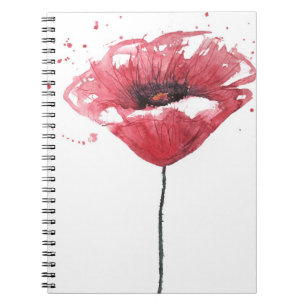 Caderno Espiral Flor da papoila, aguarela
