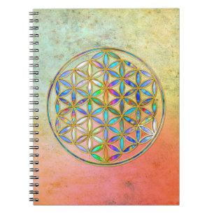 Caderno Espiral Flor da Vida / Blume des Lebens - cor dourada