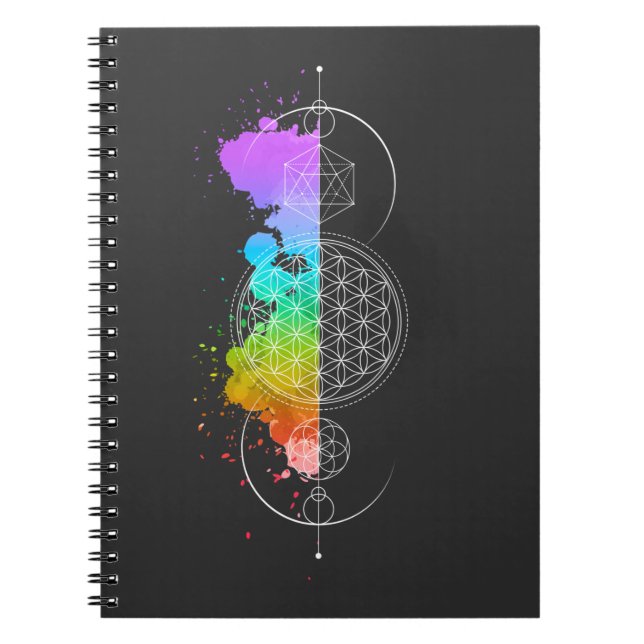 Caderno Espiral Flor da vida - Geometria sagrada - Lua - Chakra (Frente)
