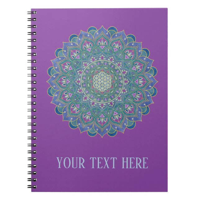 Caderno Espiral Flor Da Vida - Mandala Estilo Índia 1 (Frente)