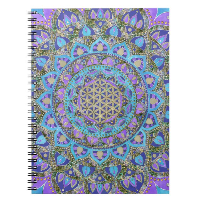 Caderno Espiral Flor Da Vida - Mandala Estilo Índia 2 (Frente)