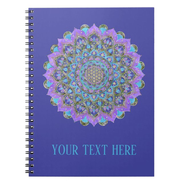Caderno Espiral Flor Da Vida - Mandala Estilo Índia 2 (Frente)