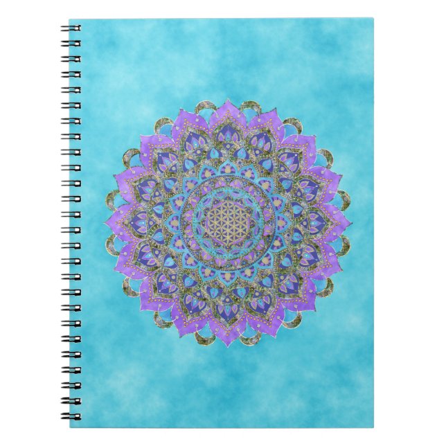 Caderno Espiral Flor Da Vida - Mandala Estilo Índia 2 (Frente)