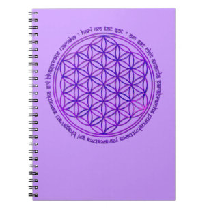 Caderno Espiral Flor da vida - mantra de Moola - violeta